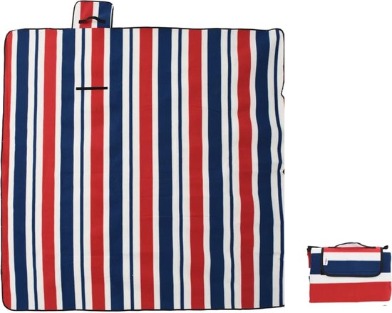 vidaXL Picknickkleed - 200x200 cm - Rood/Blauw Gestreept Picknickkleed - Picnic Dekentje - Buitendeken - Campingdekentje - Regenproof Deken van Vidaxl — afbeelding 4