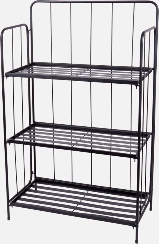 Pro Garden Plantenrek/plantentafel - zwart - metaal - 58 x 27 x 90 cm - binnen en buiten