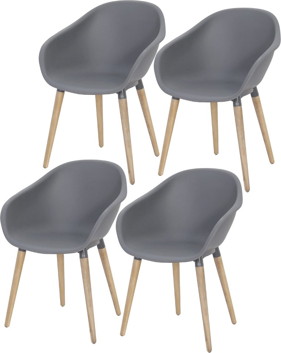 Set van 4 Swan dining kuipstoel grijs kunststof