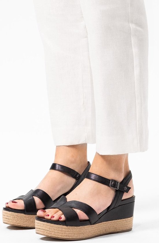 No Stress - Femme - Escarpins compensés en cuir noir - Taille 42