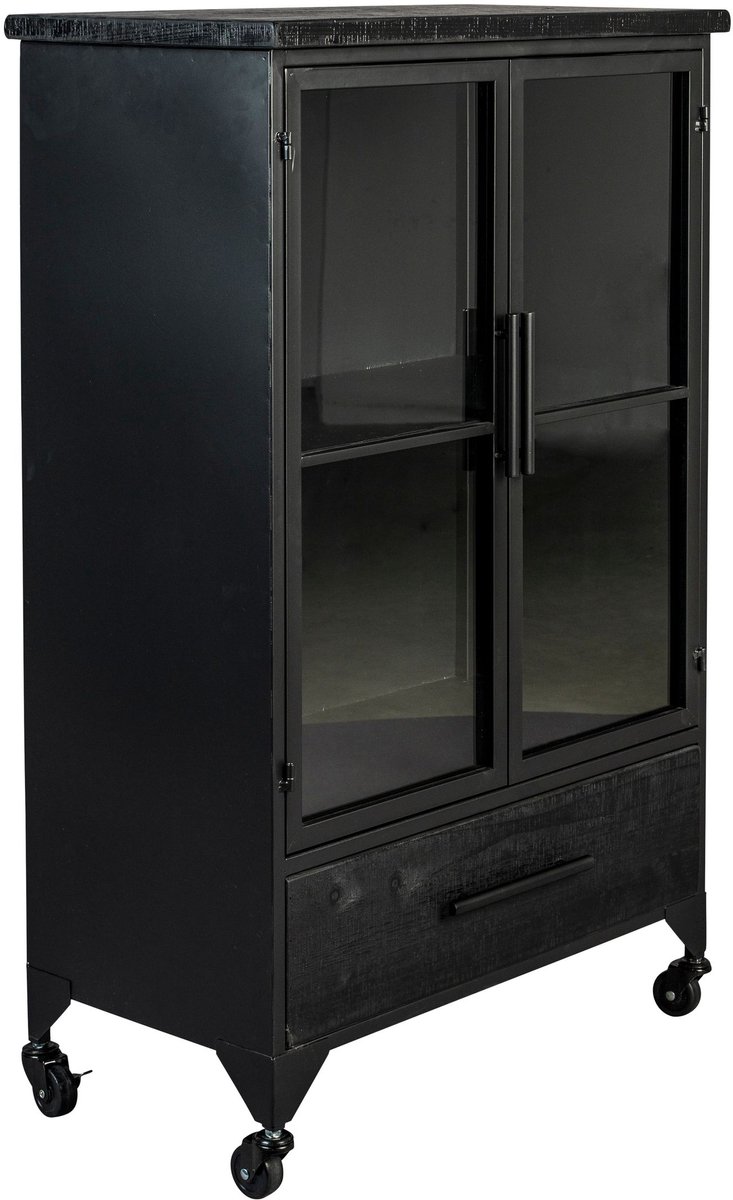 Housecraft Living Ferre Kast op wieltjes Middel Hout/ Metaal Zwart