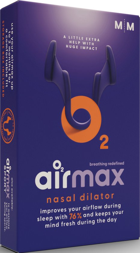 Voordeelverpakking 2 verpakkingen Airmax neusspreider maat M x 2 st. Vermindert snurken en ter verbetering van de neusademhaling.