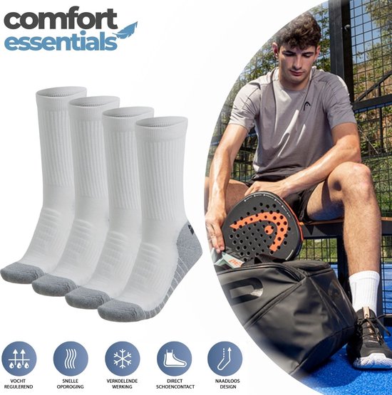 Chaussettes de sport Chaussettes Padel Tennis Homme 2 Paires Wit Taille 39 42. bol
