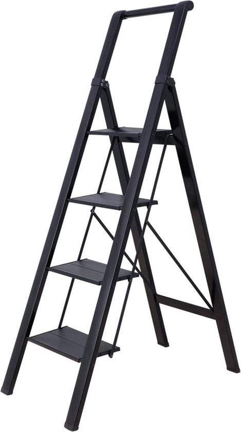 KADAX Eenzijdige stalen ladder met antislip voeten, treden met plank