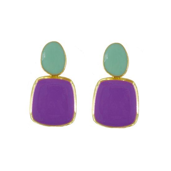 Boucles d'oreilles Amelie - Violet/ Blauw | 3,5 x 2 cm | Acier inoxydable | Mode Favorite