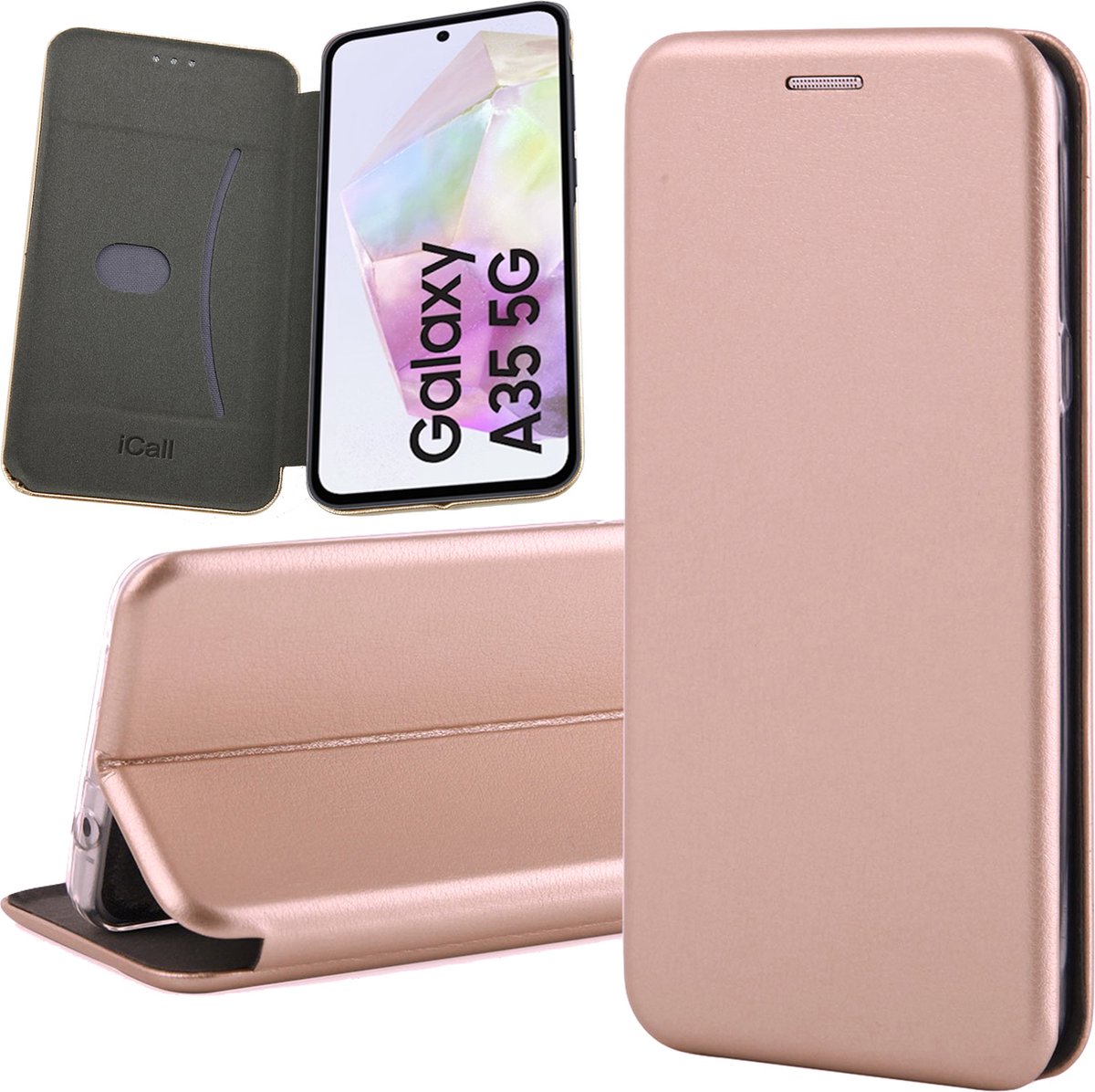 Hoesje geschikt voor Samsung Galaxy A35 - Wallet Book Case Rosegoud