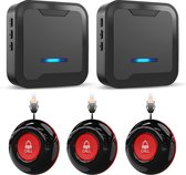 Draadloze Polspieper, 433,92 MHz Horloge Verzorger Belknopsysteem, IPX7 Waterdicht Restaurant Pagingsysteem in Home Nurse Alert Pager Persoonlijke Hulpwaarschuwing (2 voor 1