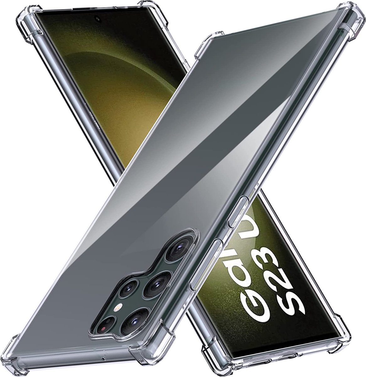 Samsung Galaxy S23 Ultra Hoesje - Transparant - Opstaande hoeken