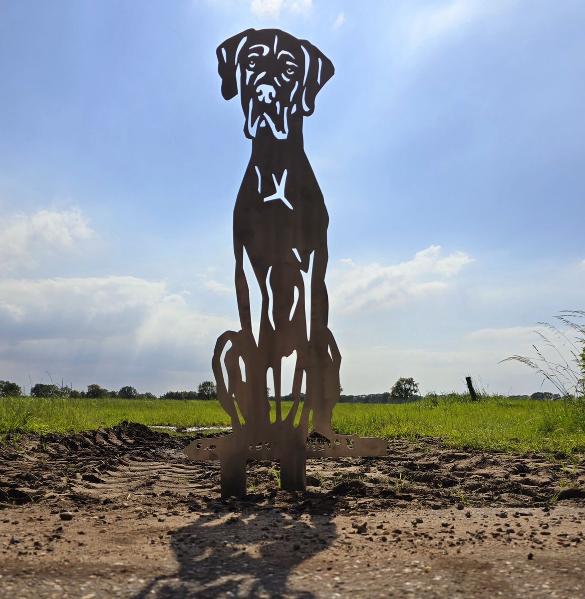 Rusty friends duitse dog tuinbeeld cortenstaal 95 x 49 cm NL fabrikaat