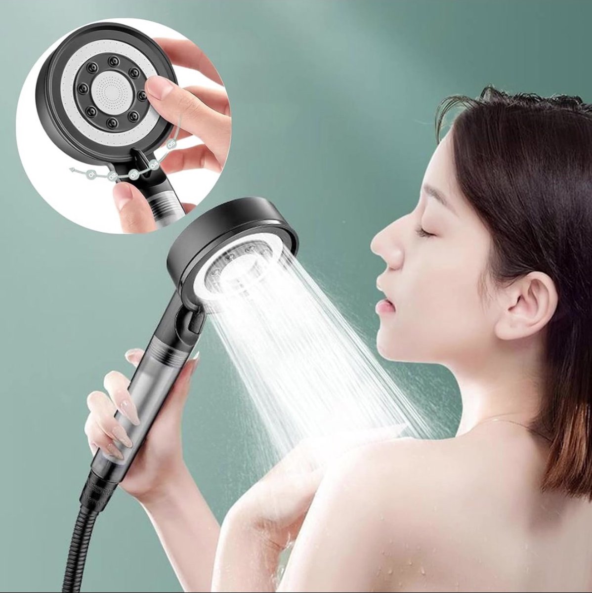 Luxsego Gefilterde douchekop met handspray voor huid- en