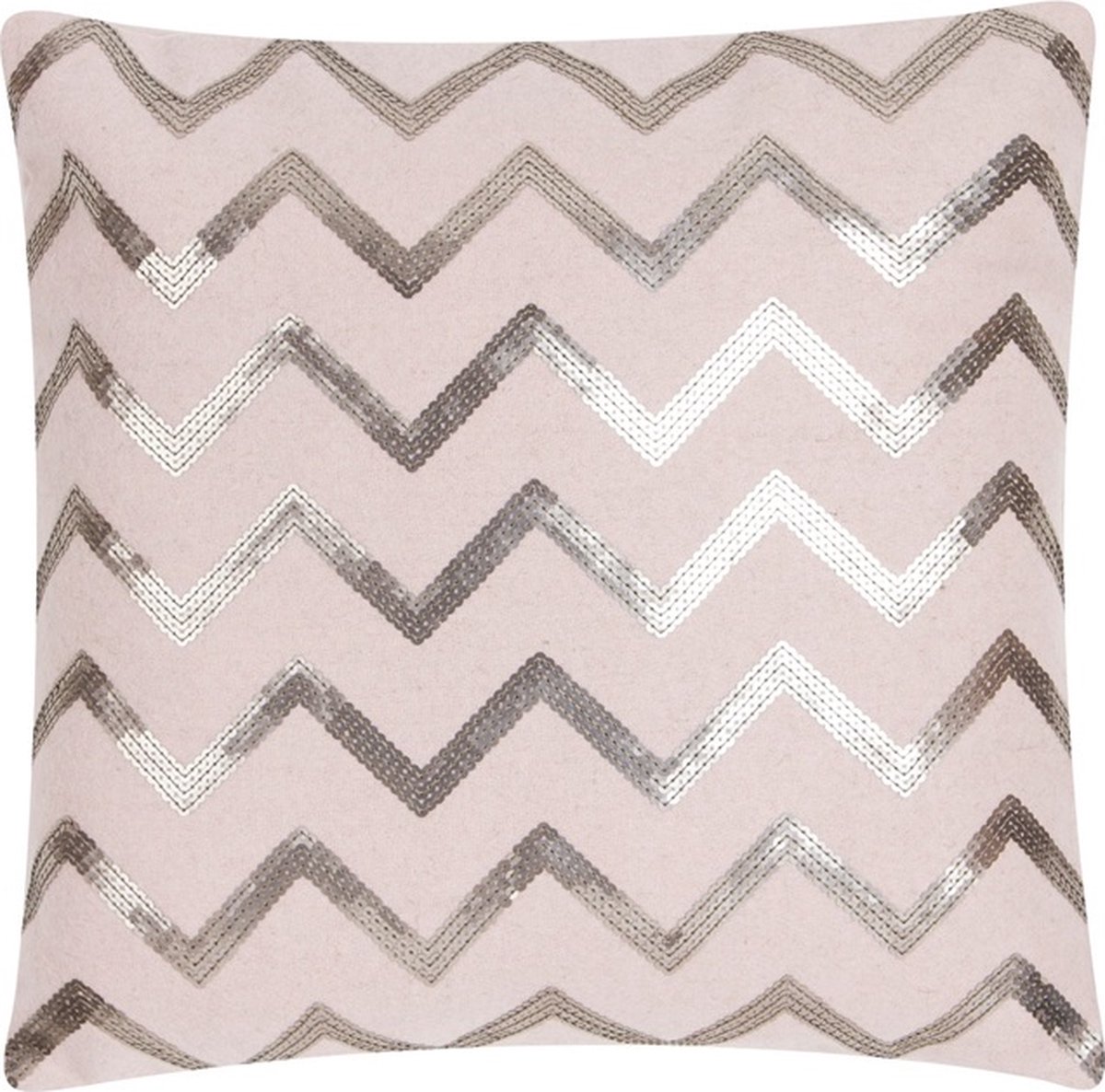 Linen & More Zigzag Sequin Soft Roze Kussen | 45 X 45 | Sierkussen Voor Woonkamer Of Slaapkamer
