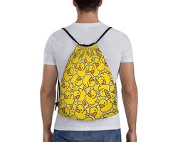 Grappige rugzak met bad eendjes - Sport tas eenden print - Trekkoorden - Unisex - Festival - Leuke rugzak - Grote capaciteit - Goede kwaliteit - Outfit eend
