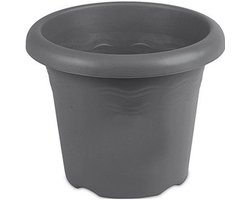 Grijze ronde plantenpot/bloempot Flori 30 cm kunststof - Onbreekbare plantenbakken/bloembakken - Tuin decoraties
