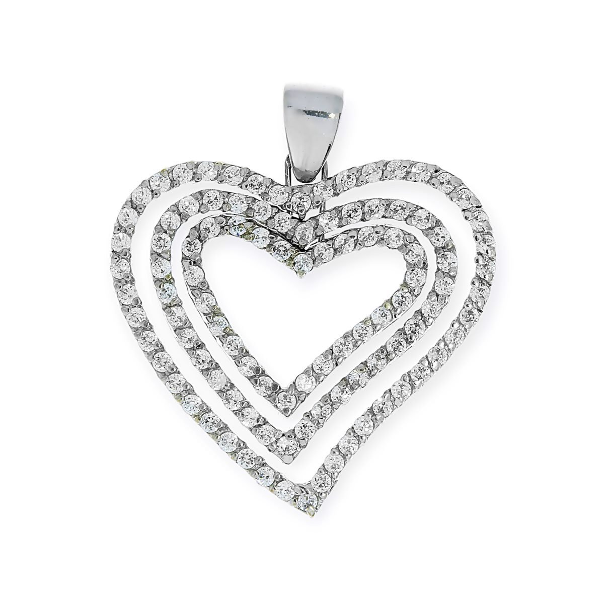 Gouden Hanger Hart Zirkonia Witgoud 14 karaats