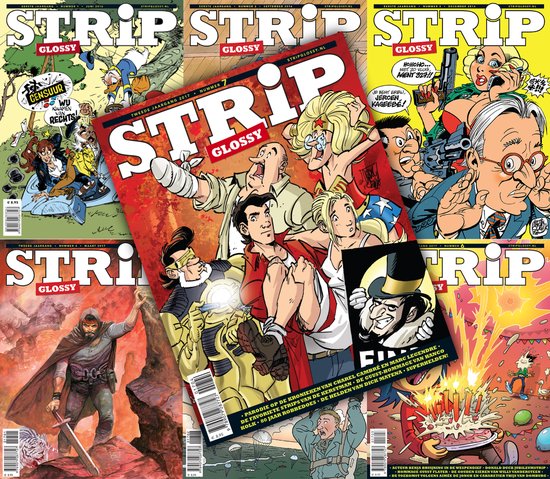 Foto: Stripglossy magazine deel 1 t m 7 compleet stripboeken nederlands strip strips magazines suske en wiske agent 427 buck danny blake en mortimer asterix en obelix storm trigi jommeke kuifje 