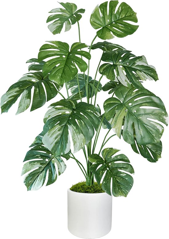 Foto: Boncy premium kunstplant in pot 120 cm monstera kunst plant nep planten voor binnen en buiten kamer decoratie nepplanten kunstplanten boompje kunstbloemen