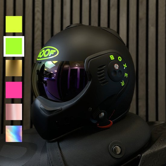 Foto: Roof boxer v8 helm stickers fluor groen