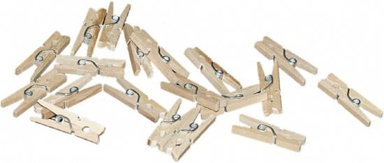 Foto: Hobby knutselen mini knijpertjes 20x naturel kleur 2 cm kleine mini knijpers foto ophangen