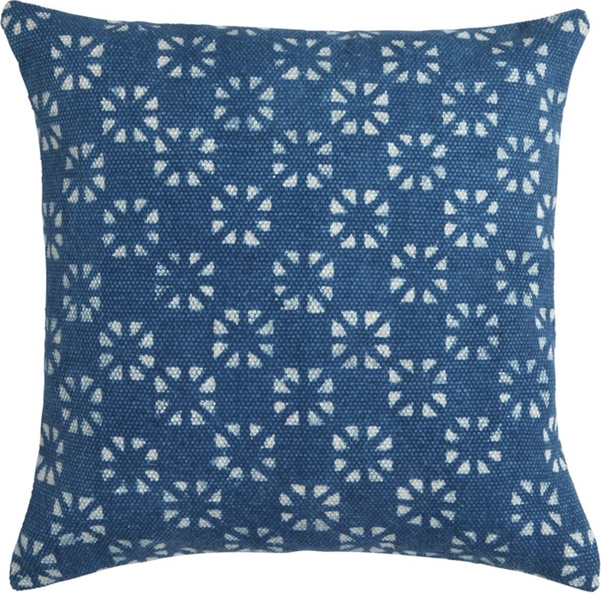 Linen & More Batik Flower Kussen | 45 X 45 | Sierkussen Voor Woonkamer Of Slaapkamer Blauw