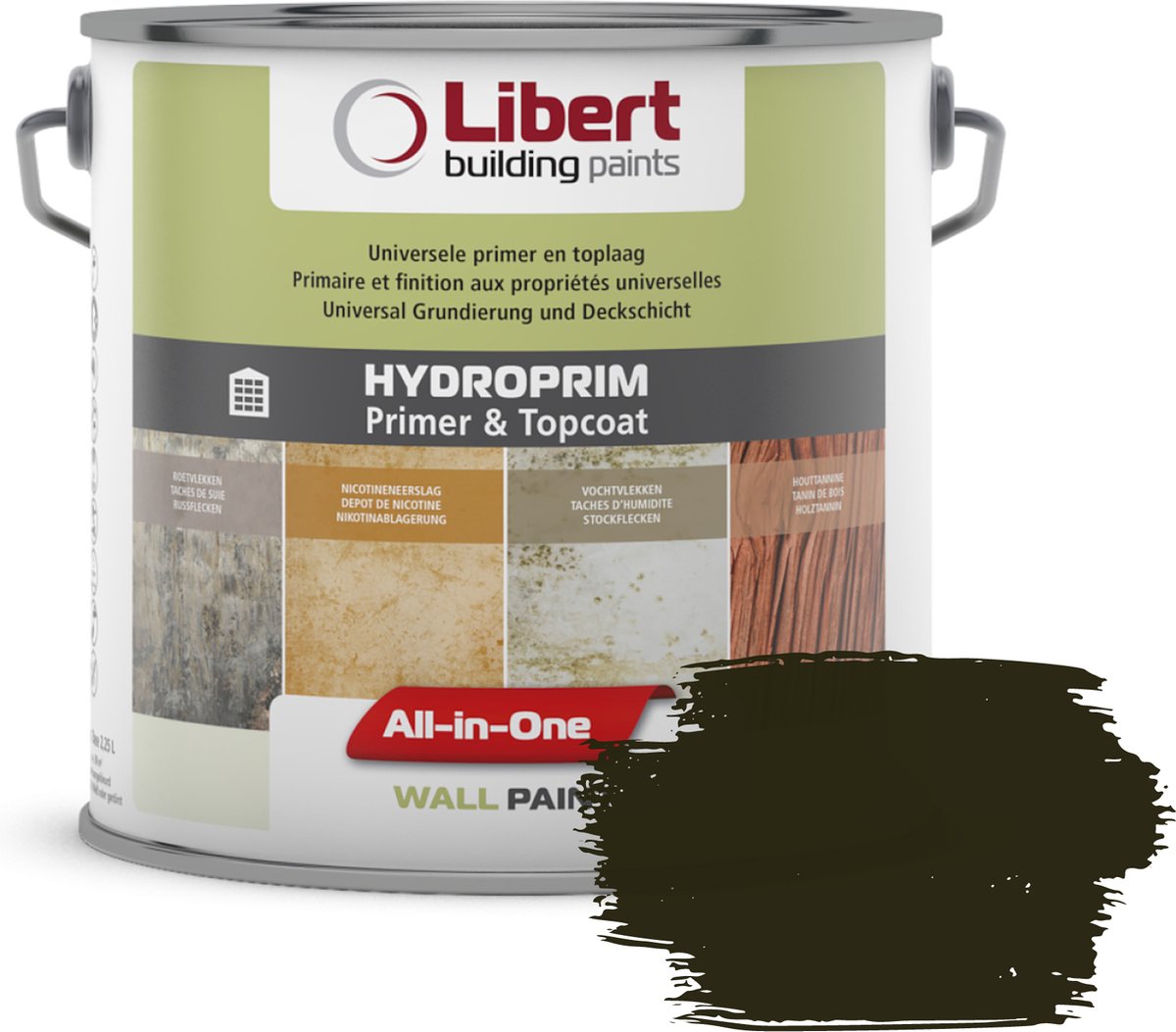 Libert Hydroprim – Isolerende Primer & Afwerkingslaag – 2-in-1 – Binnenmuurverf – Blackout PE155 – 10L