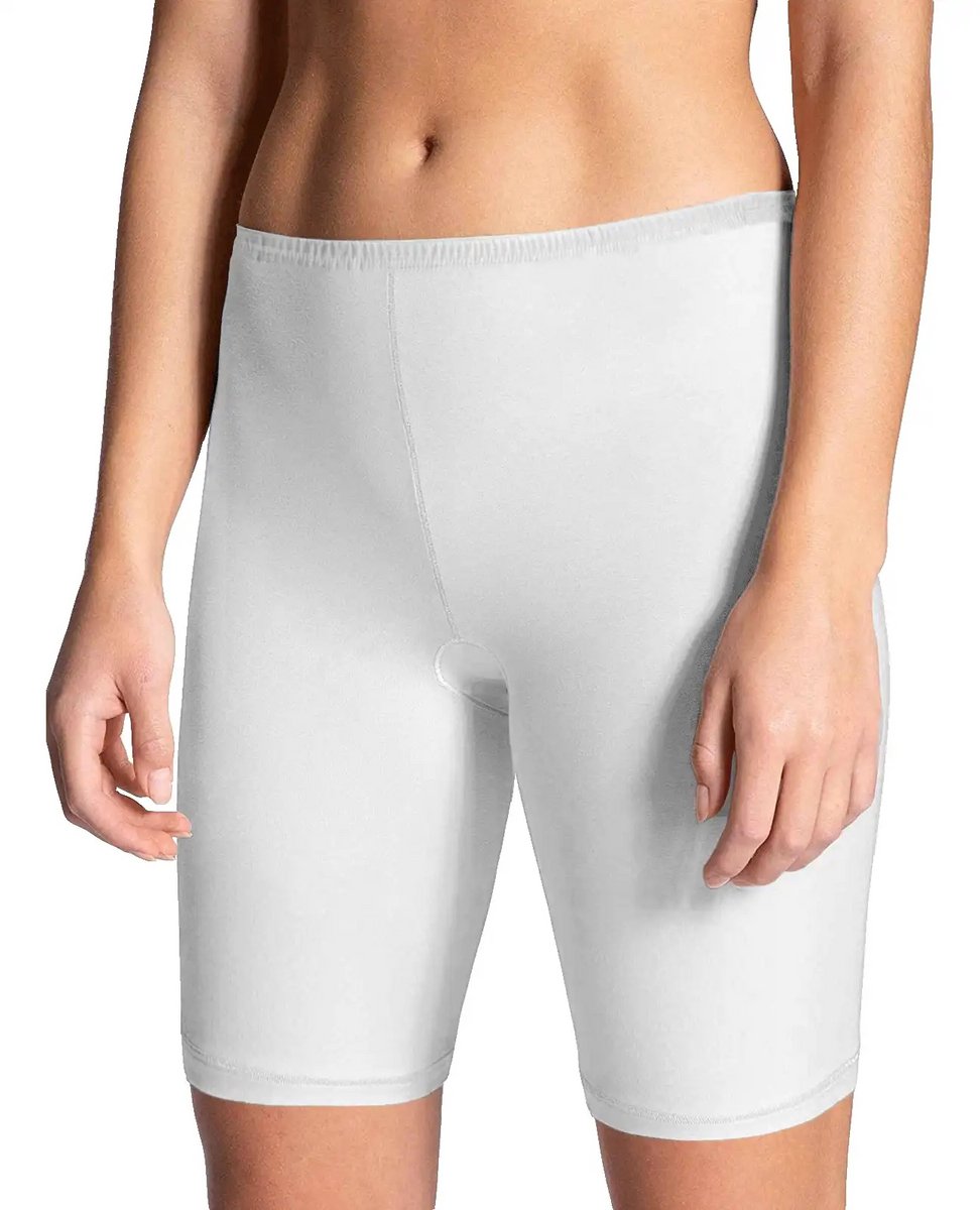 Fine Woman dames boxershort met lang pijpje - Katoenen slip met lange pijpjes - Wit / M