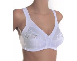Sassa Mode soft Bh zonder beugel - 12906 - Brede bandjes - Grote maten - Wit - beige - 95E