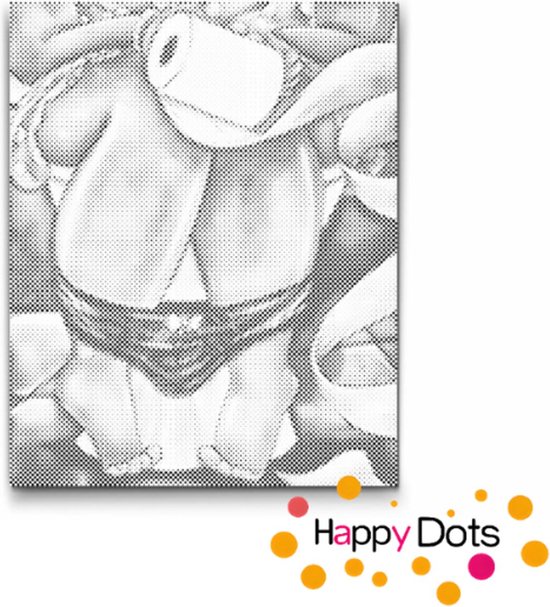 HappyDots DOT Painting Dikke Dames 07 - Toilet 40x50cm - Stippelschilderij