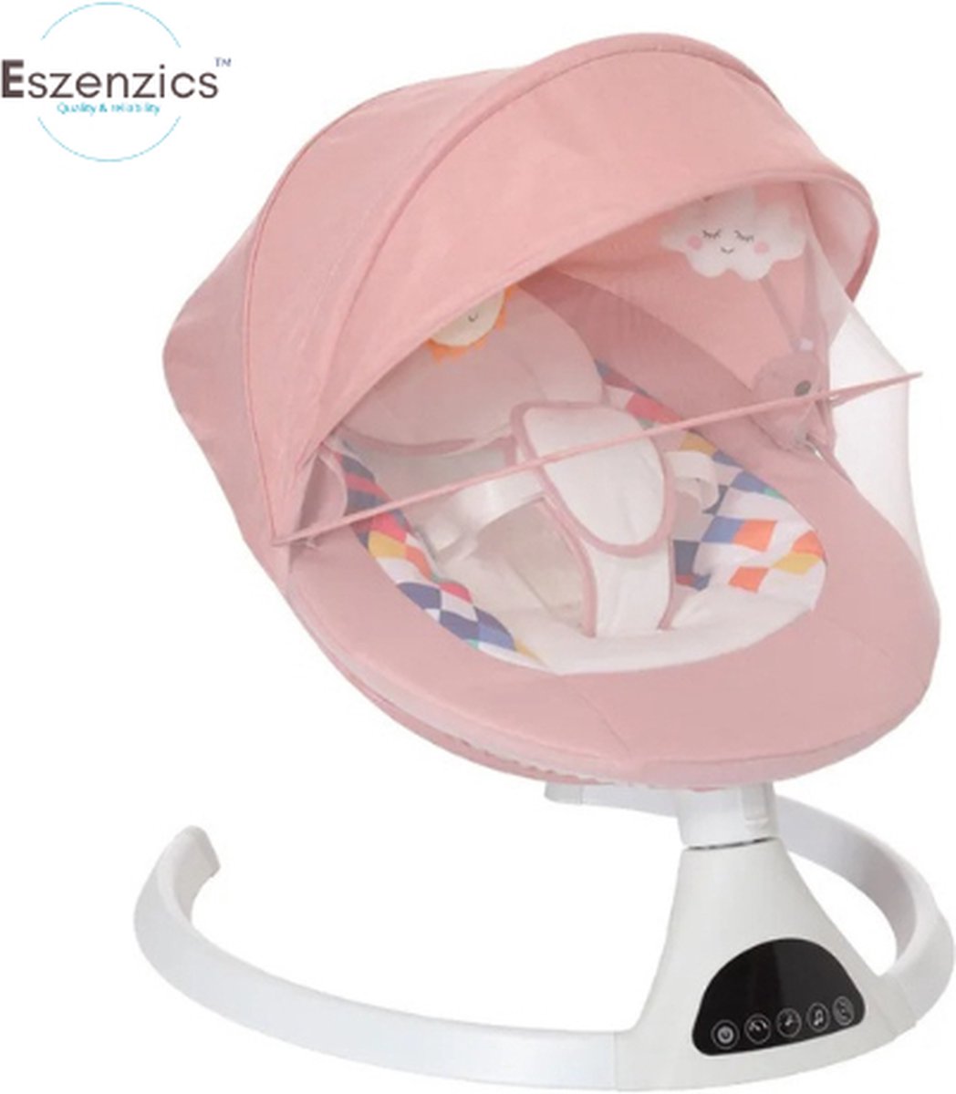Goedkoopste Eszenzics™ Elektrisch Wipstoel - Schommelstoel - Babyschommel - Babyswing - met Klamboe - Roze
