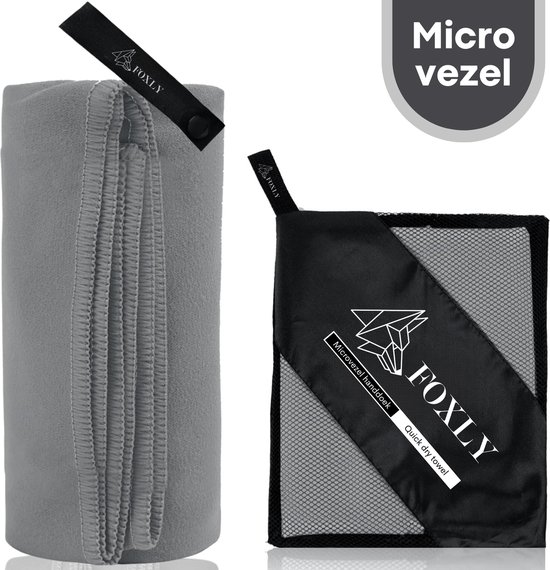 FOXLY® Microvezel Handdoek 100x200 - Strandlaken - Badlaken - Reishanddoek Sneldrogend - Donkergrijs