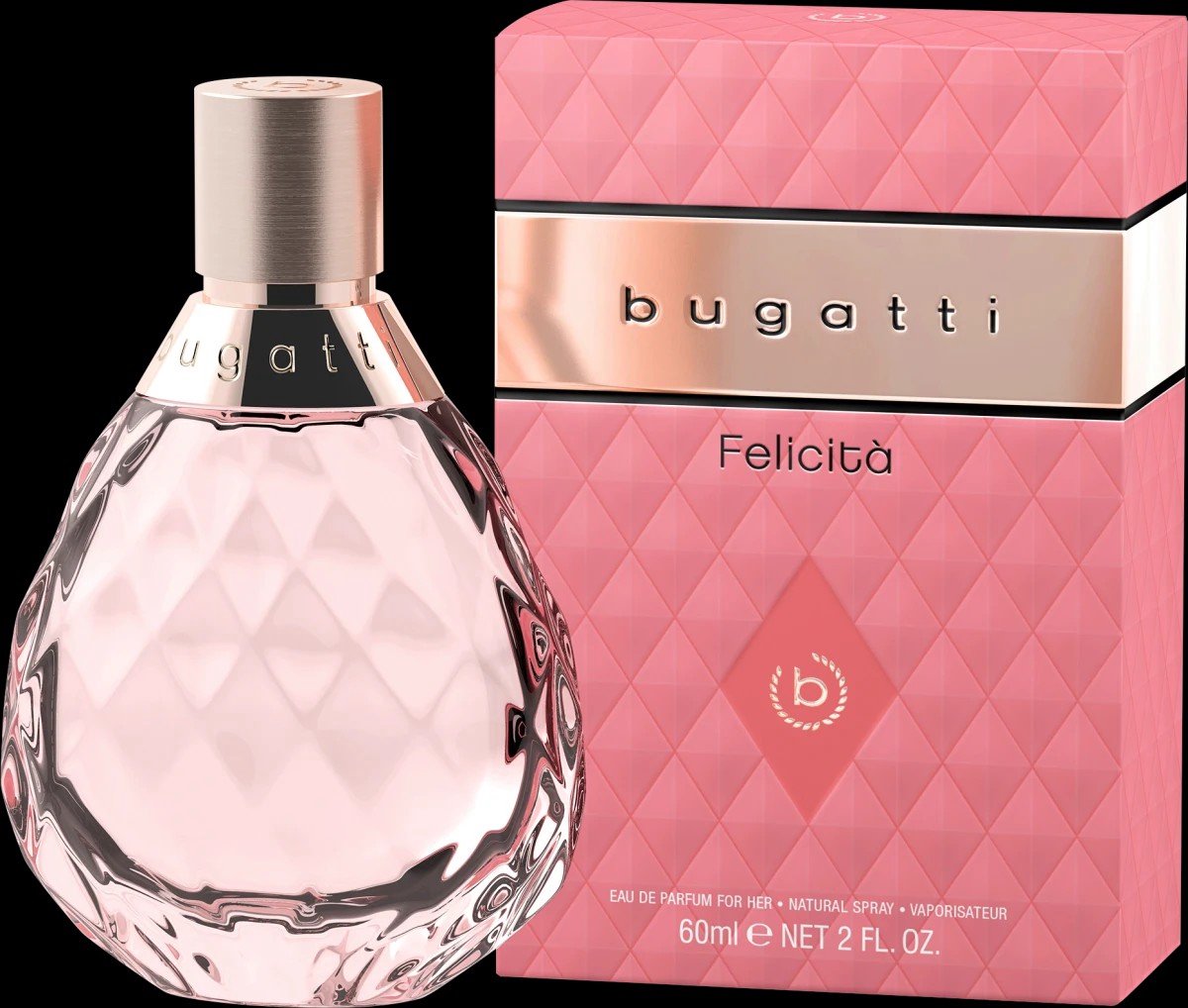 Goedkoopste bugatti Felicità Pink EdP Parfum voor dames, 60 ml, bloemenparfum voor dames - bergamot, roos, macadamia, muskus en sandelhout - vrouwelijk eau de parfum voor dames - bloemig
