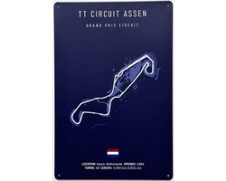 TT Circuit Assen blauw Reclamebord van metaal METALEN-WANDBORD - MUURPLAAT - VINTAGE - RETRO - HORECA- BORD-WANDDECORATIE -TEKSTBORD - DECORATIEBORD - RECLAMEPLAAT - WANDPLAAT - NOSTALGIE -CAFE- BAR -MANCAVE- KROEG- MAN CAVE