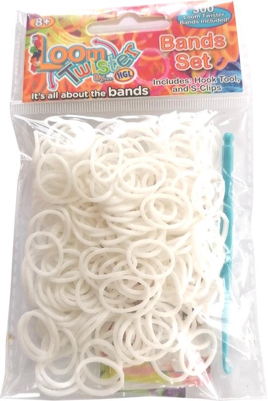 Foto: Loom bandjes wit 300 stuks loombandjes loomelastiekjes elastiekjes inlcusief s clips haakjes loom twister