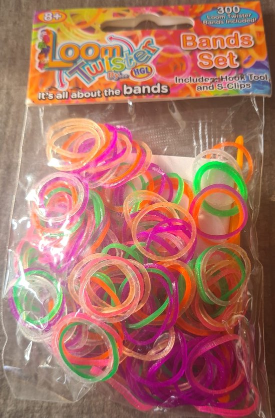 Foto: Loom bandjes mix doorzichtig glow in the dark gekleurd 300 stuks loombandjes loomelastiekjes elastiekjes inlcusief s clips haakjes