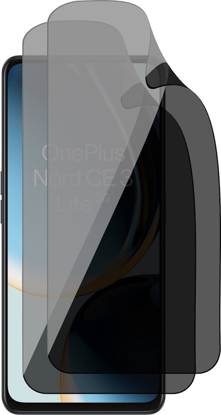 Privacy screenprotector op een OnePlus Nord CE 3 Lite telefoon.