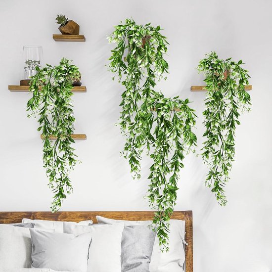 Plantes artificielles à suspendre - lot de 4 - 76 cm - plant verte - plantes