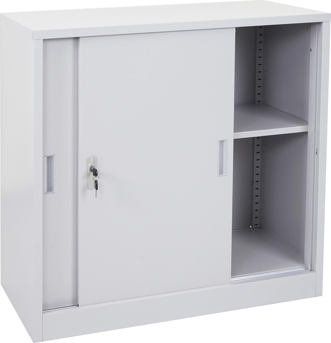 MCW Archiefkast Boston MCW-F41, stalen kantoorkast, met afsluitbare schuifdeuren 90x90x45cm ~ grijs