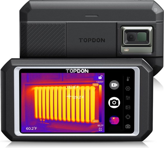 Foto: Topdon tc003 warmtebeeldcamera warmtecamera infrarood camera 20 tot 550 c wifi en bluetooth 5 inch touchscreen 256x192px inclusief beschermhoes