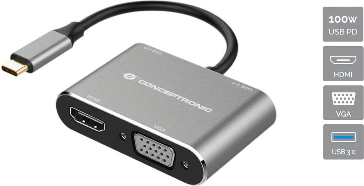 Conceptronic DONN16G 4-in-1 USB 3.2 Gen 1 dockingstation