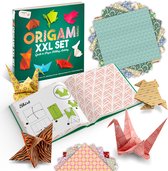 Craft Sensations Origami papier XXL Set - 135 Vouwblaadjes 19.5 x 19.5 CM - 24 Vouwvoorbeelden - 70 grams - Prachtige Prints - Knutselen voor Kinderen