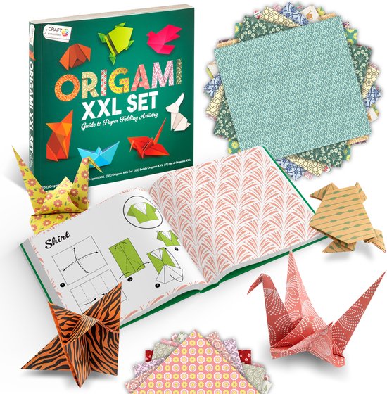 Foto: Craft sensations origami papier xxl set 135 vouwblaadjes 19 5 x 19 5 cm 24 vouwvoorbeelden 70 grams prachtige prints knutselen voor kinderen