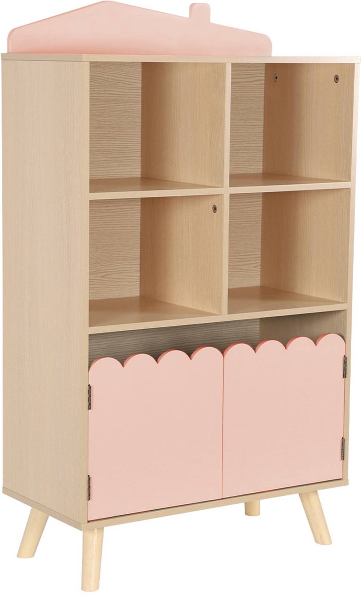 sweeek - Kinderboekenkast, 2 deuren en 4 planken - azur