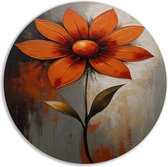 Bloem wandcirkel - Natuur schilderij rond - Wanddecoratie rond Bladeren - Wanddecoratie modern - Schilderij - Woonkamer accessoires muurcirkel aluminium 40x40 cm