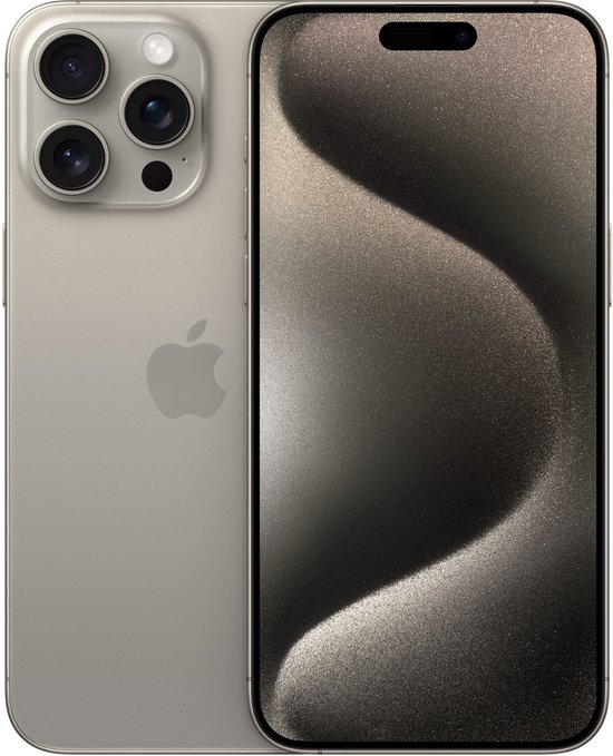 Apple iPhone 15 Pro Max 512GB Naturel Titanium smartphone, titanium behuizing, 6,7″ Super Retina XDR, ProMotion 120Hz, A17 Pro-chip, 48MP camera