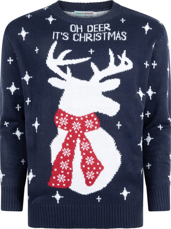 Foute Kersttrui Dames & Heren - Christmas Sweater "Oh Deer, It's Christmas" - Mannen & Vrouwen XXL