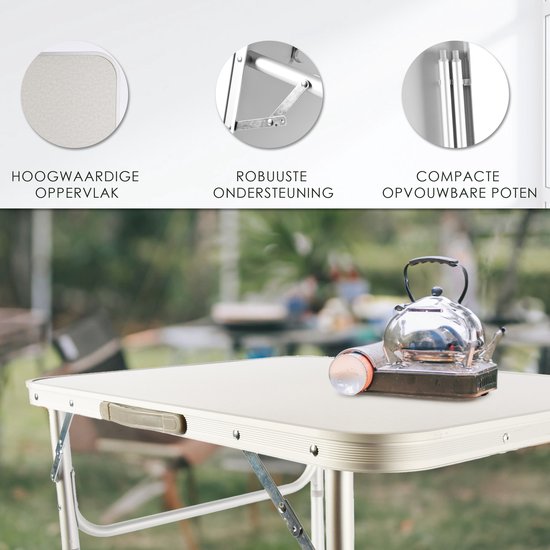 Klaptafel 75x55x60cm - Weerbestendige Inklapbare Campingtafel voor Buiten - Opvouwbare Tuintafel met Handvat voor 1-2 Personen - Stevige Vouwtafel van Merkloos — afbeelding 4