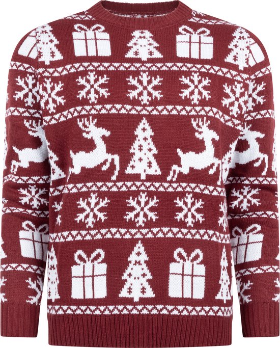 Foute Kersttrui Dames & Heren - Christmas Sweater "Gezellig Kerst Bordeauxrood" - Mannen & Vrouwen Maat S - Sinterklaas - Kerst - Kerstcadeau