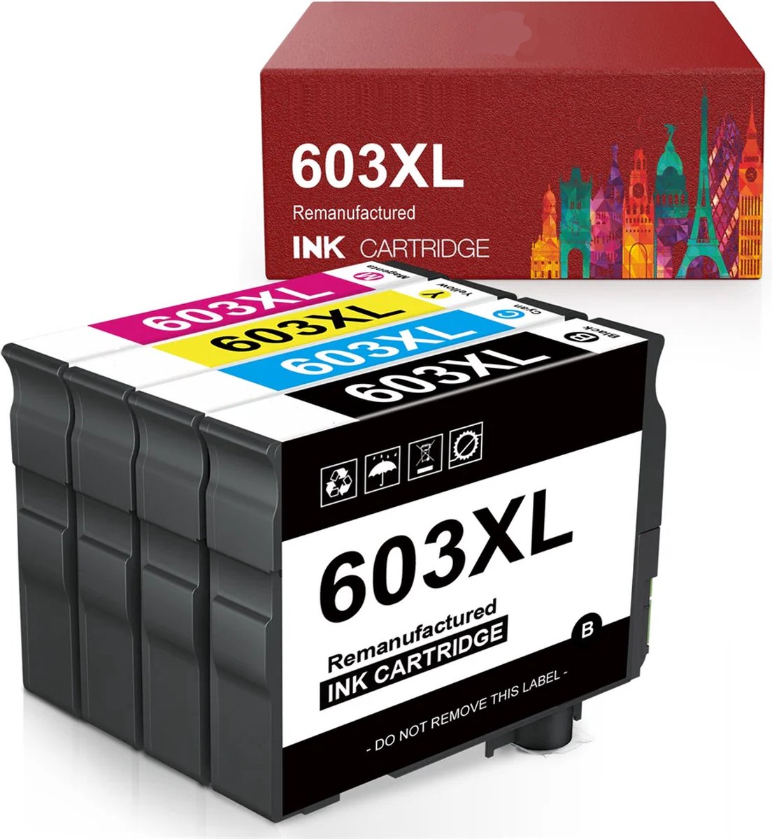 4-pack 603 | Geschikt voor Epson 603XL inktcartridges - Geschikt voor Epson Expression Home XP2100 - XP2150 - XP3100 - XP3150 - XP4100 - XP4150 - WF-2810DWF - WF-2820DWF - WF-2830DWF