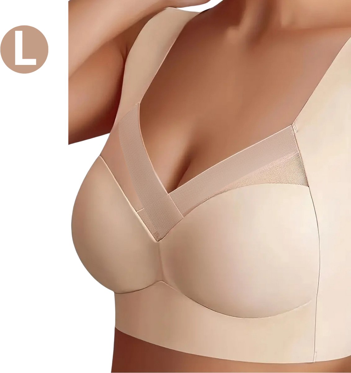 Nivard BH Zonder Beugel - Zonder Bandjes - Push-up Bh's - Comfort Bh - Beige L