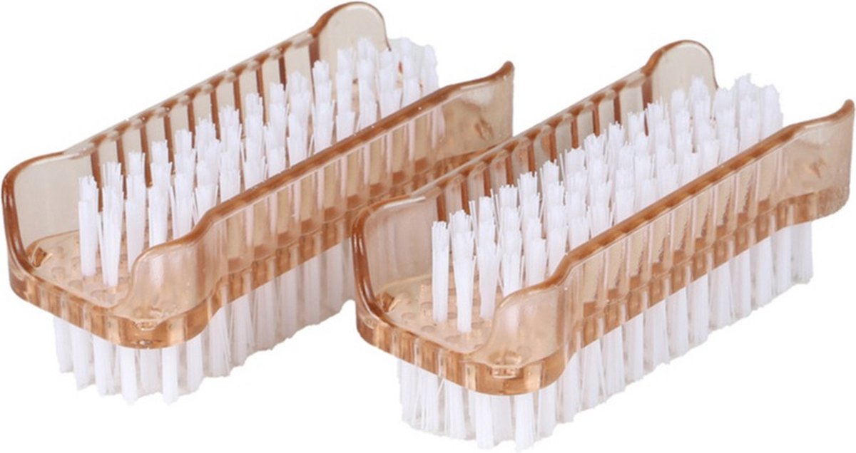 Goedkoopste Urban Living Nagelborstels set van 2x stuks - kunststof - beige - 11 cm - schoonmaakborstels - verzorging