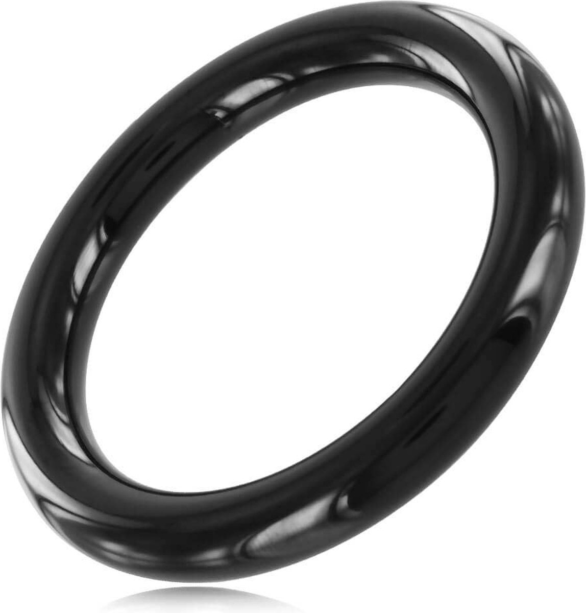 Black Line - Cockring - RVS - Zwart - 8 mm dik - Diameter 55 mm
